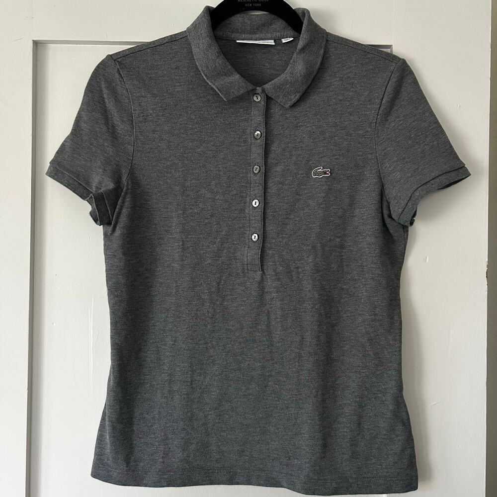 Women’s gray Lacoste collared polo shirt sz40